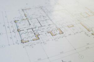 High-resolution close-up of an architectural floor plan showcasing design details.